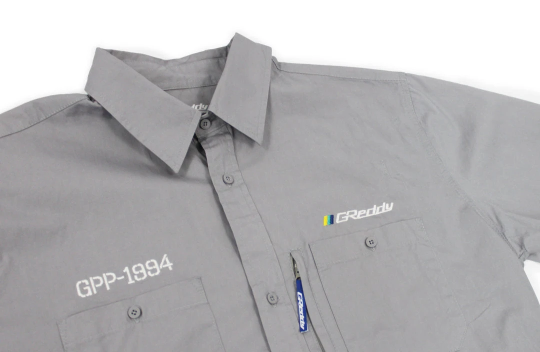 Boost Brigade GReddy Mechanic's Button-up Work Shirt 2.0 - Grey 3 Boost Brigade GReddy Mechanic's Button-up Work Shirt 2.0 - Grey