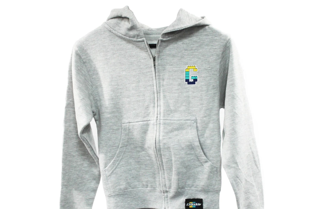 GReddy Racing New Arrivals GReddy Kid's Bricks Zip Hoodie - Heather Grey 5 GReddy Racing New Arrivals GReddy Kid's Bricks Zip Hoodie - Heather Grey