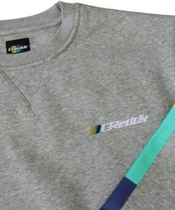 GReddy Racing New Arrivals GReddy Embroidered Fleece, With Pockets And Sleeve Stripes - Heather Grey NEW