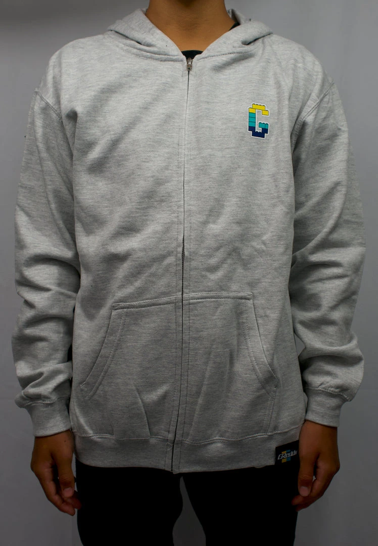 GReddy Racing New Arrivals GReddy Kid's Bricks Zip Hoodie - Heather Grey 6 GReddy Racing New Arrivals GReddy Kid's Bricks Zip Hoodie - Heather Grey